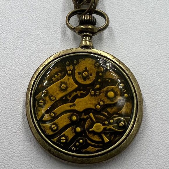 Disney Alice in Wonderland Steampunk Watch Necklace- Antique Gold/Bronze - Picture 3 of 4